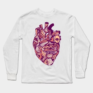 Peach Transparent Heart Long Sleeve T-Shirt